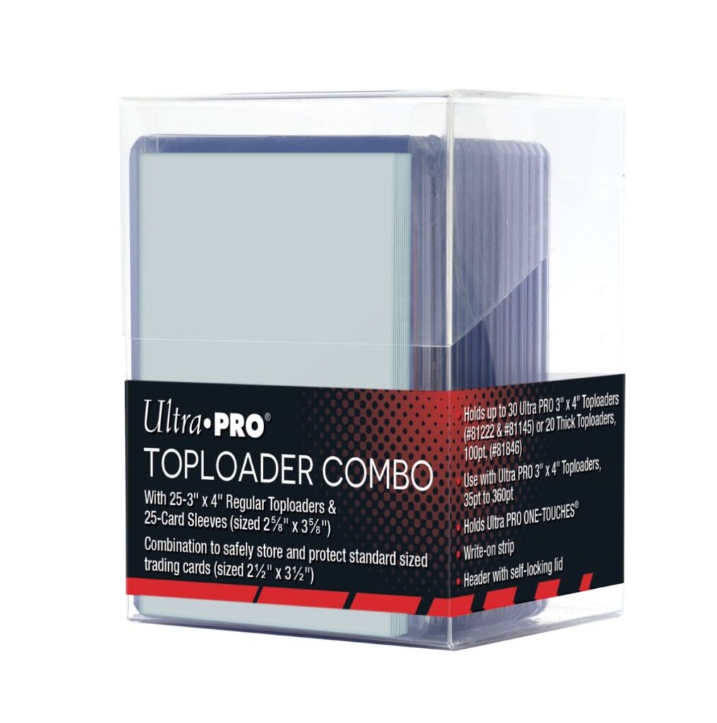 Toploader Combo Card Box Ultra-Pro : 25 toploaders + 25 sleeves + boîte